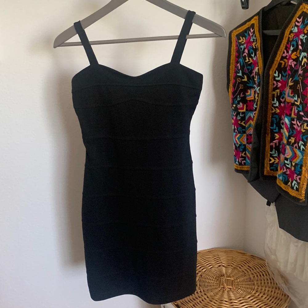 Vintage timing short tight black mini dress S preowned